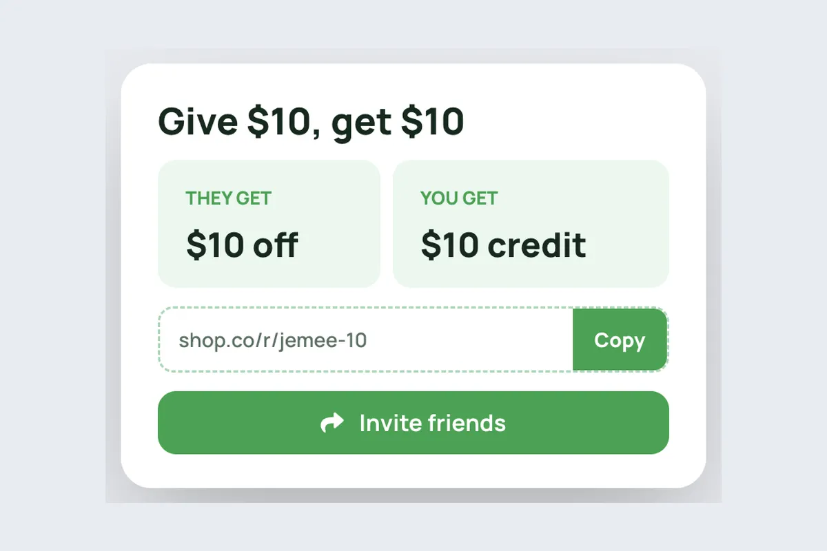 Referral · Give $10 Get $10 template, full page