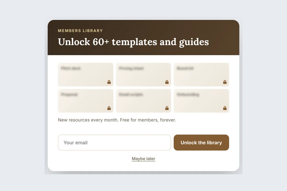 Resource Library · Members Unlock template, full page