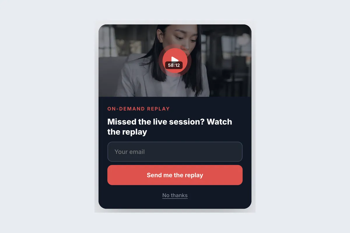 Webinar Replay · On-Demand template, full page