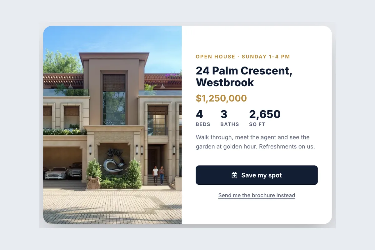 Real Estate · Open House template, full page