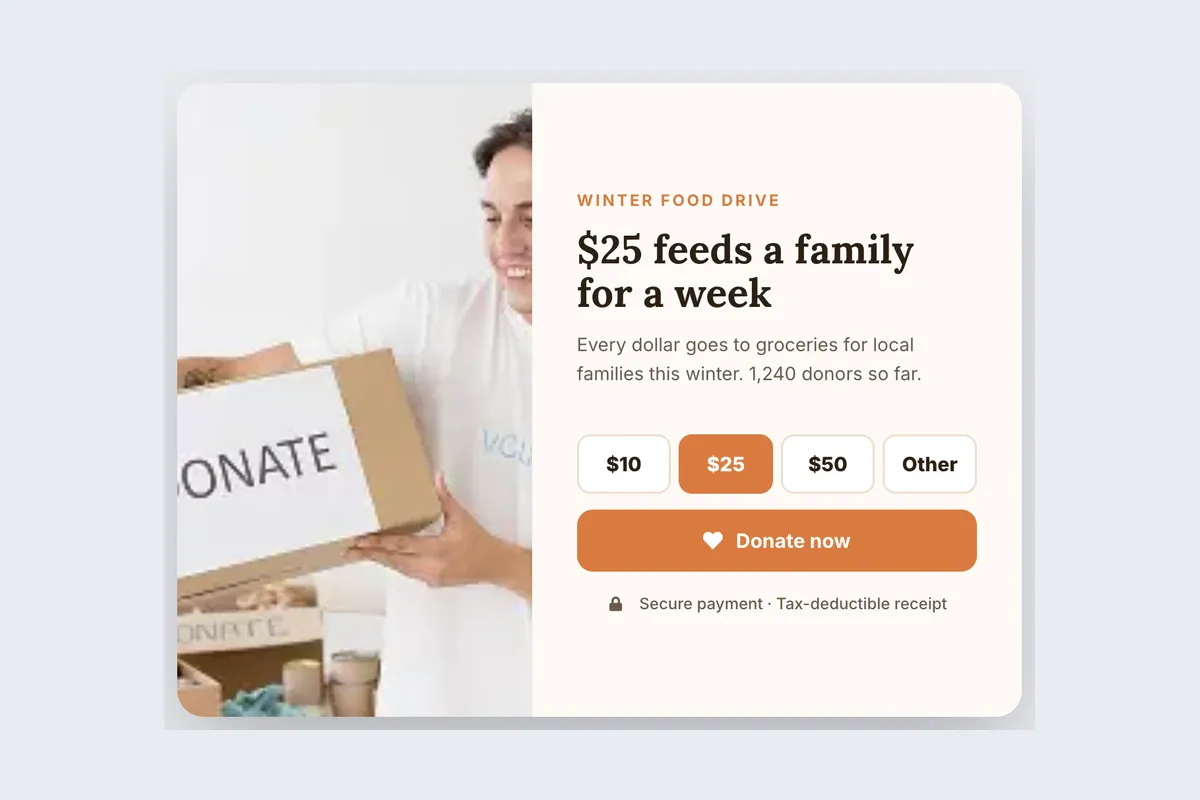 Nonprofit · Donate Today template, full page