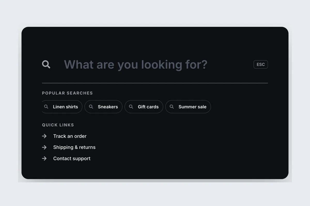 Search Overlay · Find Anything template, full page
