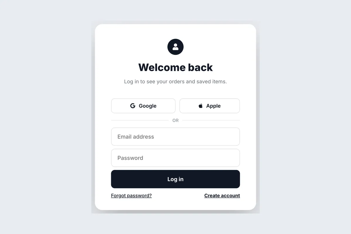 Login · Welcome Back template, full page