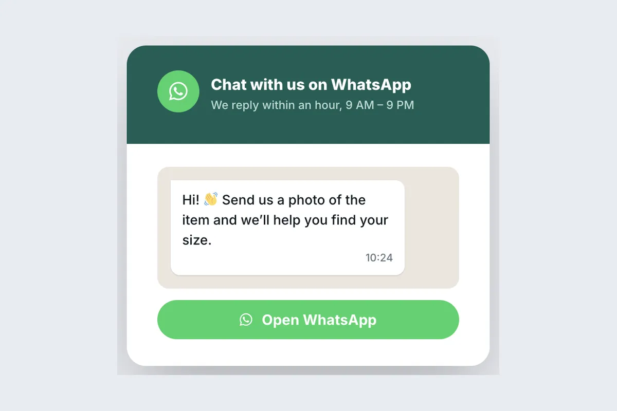 WhatsApp · Chat on WhatsApp template, full page