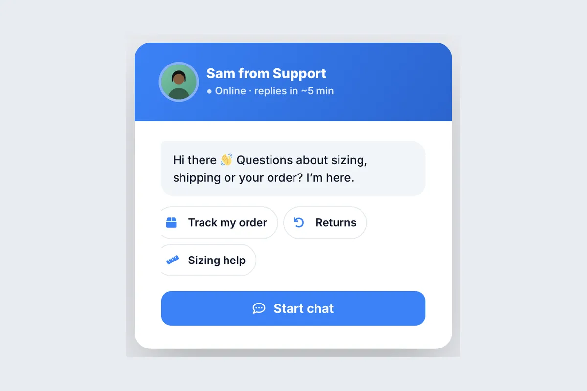 Live Chat · Talk to Us template, full page
