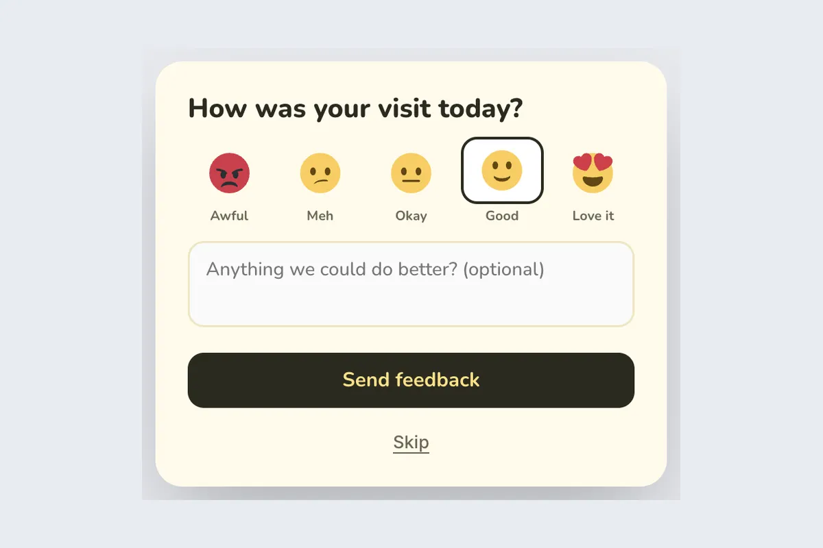Feedback · Emoji Survey template, full page