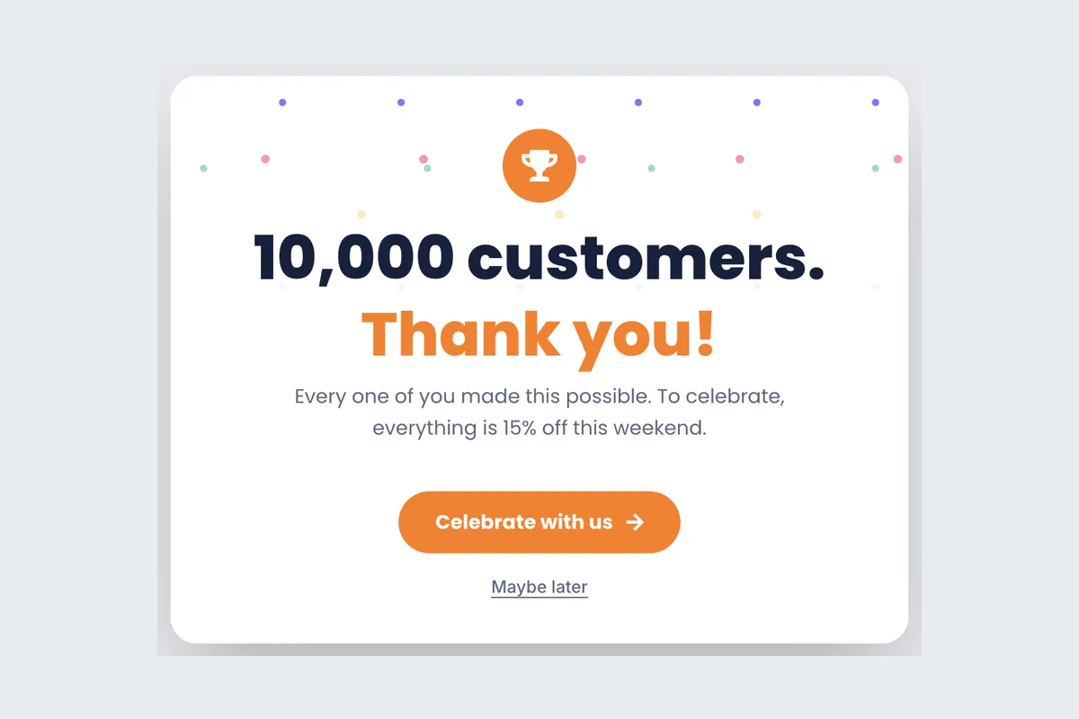 Milestone · 10,000 Customers template, full page