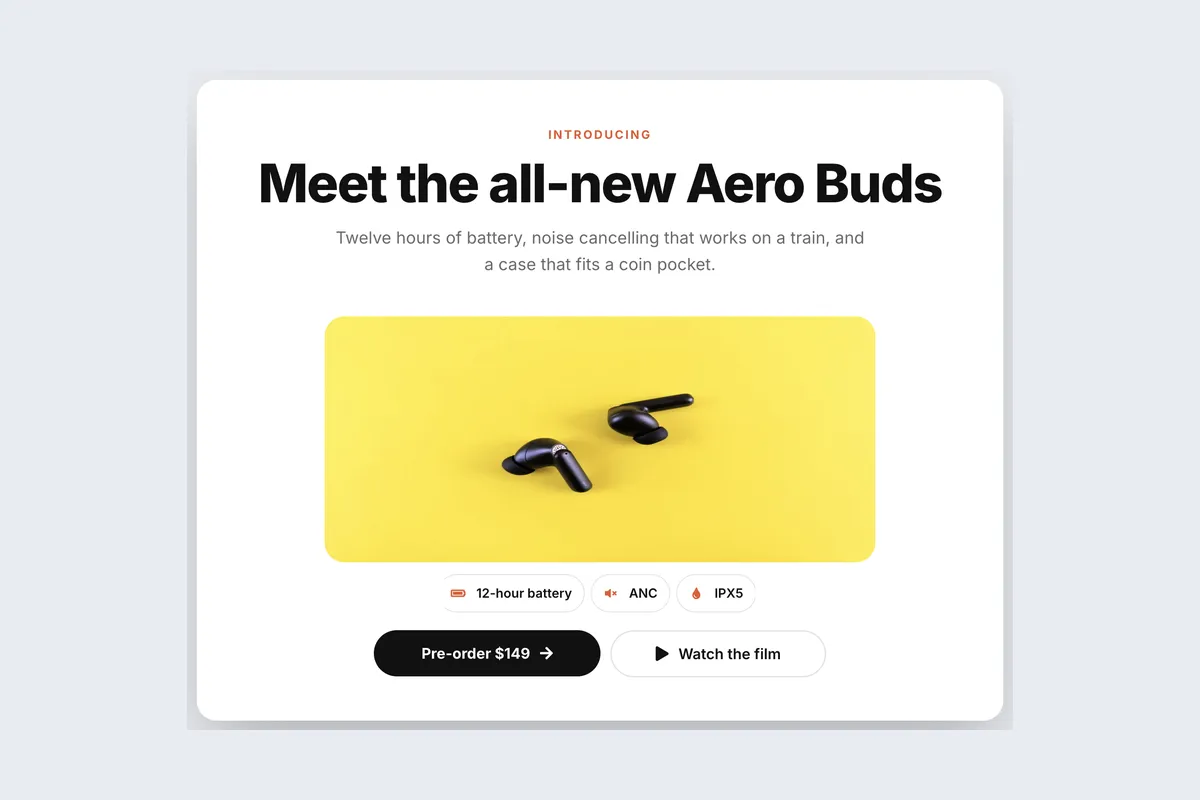 Product Launch · Hero Reveal template, full page