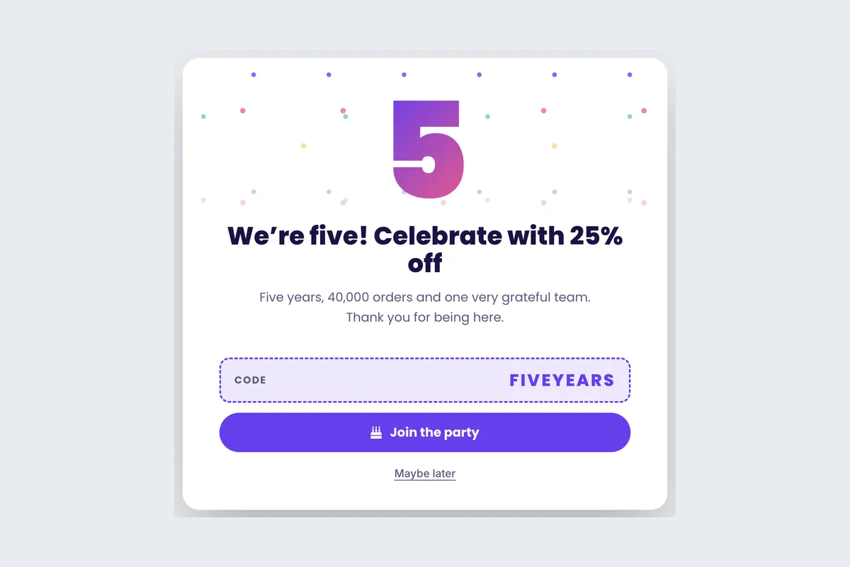 Anniversary Sale · 5 Years template, full page
