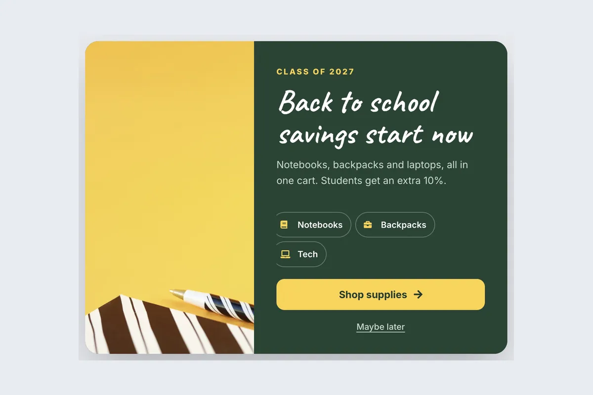 Back to School · Class of 2027 template, full page