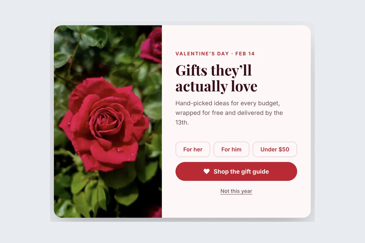 Valentine’s Day · Gift Guide template, full page