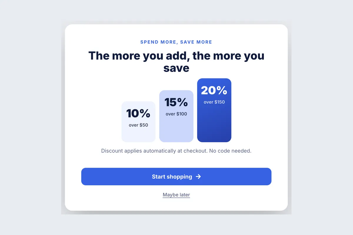 Tiered Discount · Spend More Save More template, full page
