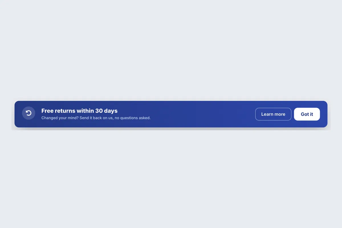 Free Returns · 30 Days template, full page