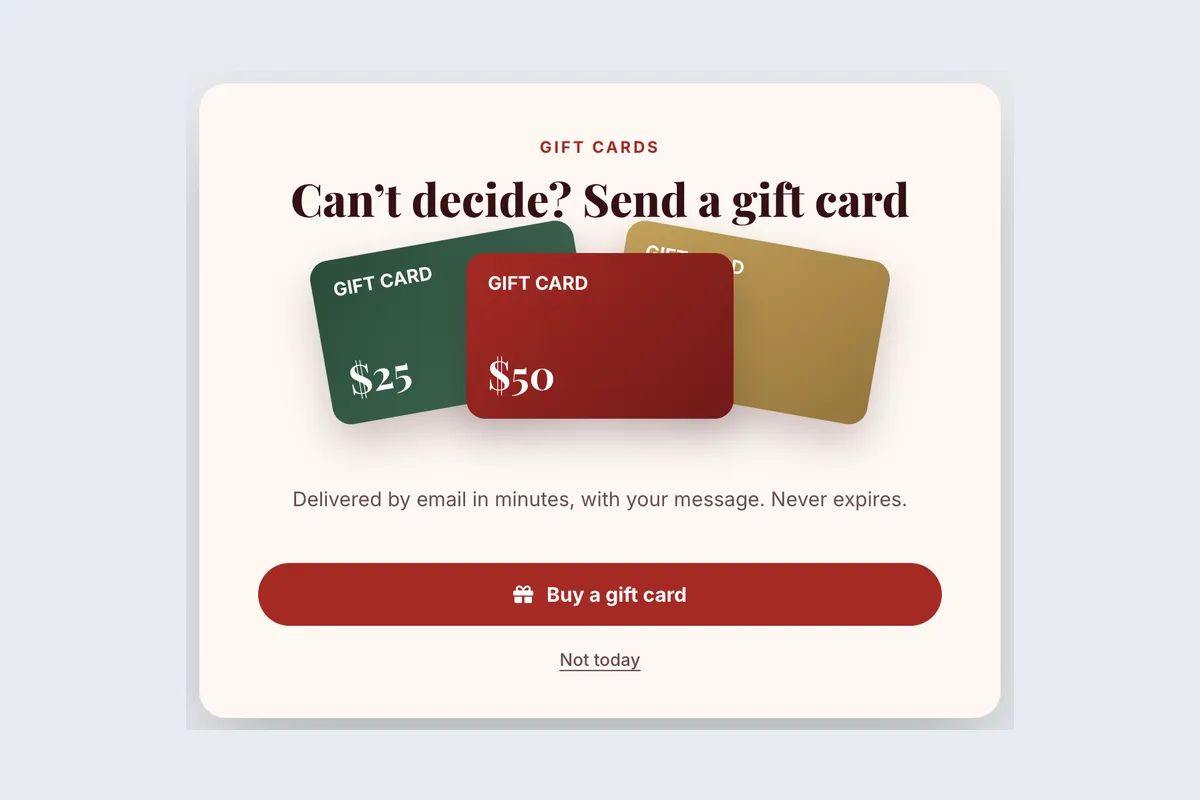 Gift Cards · Perfect Present template, full page