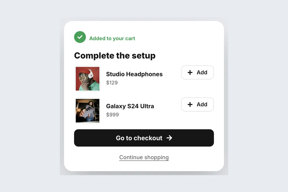 Upsell · Complete the Look template, full page