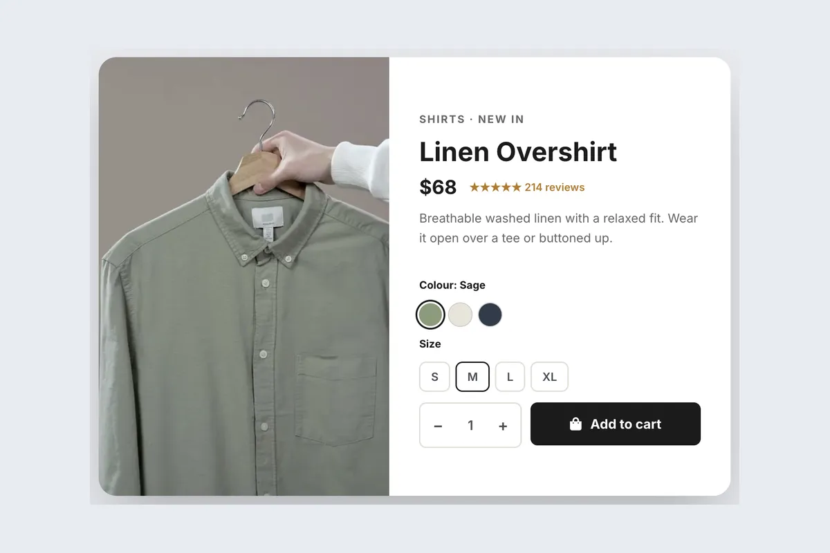 Quick View · Product Detail template, full page