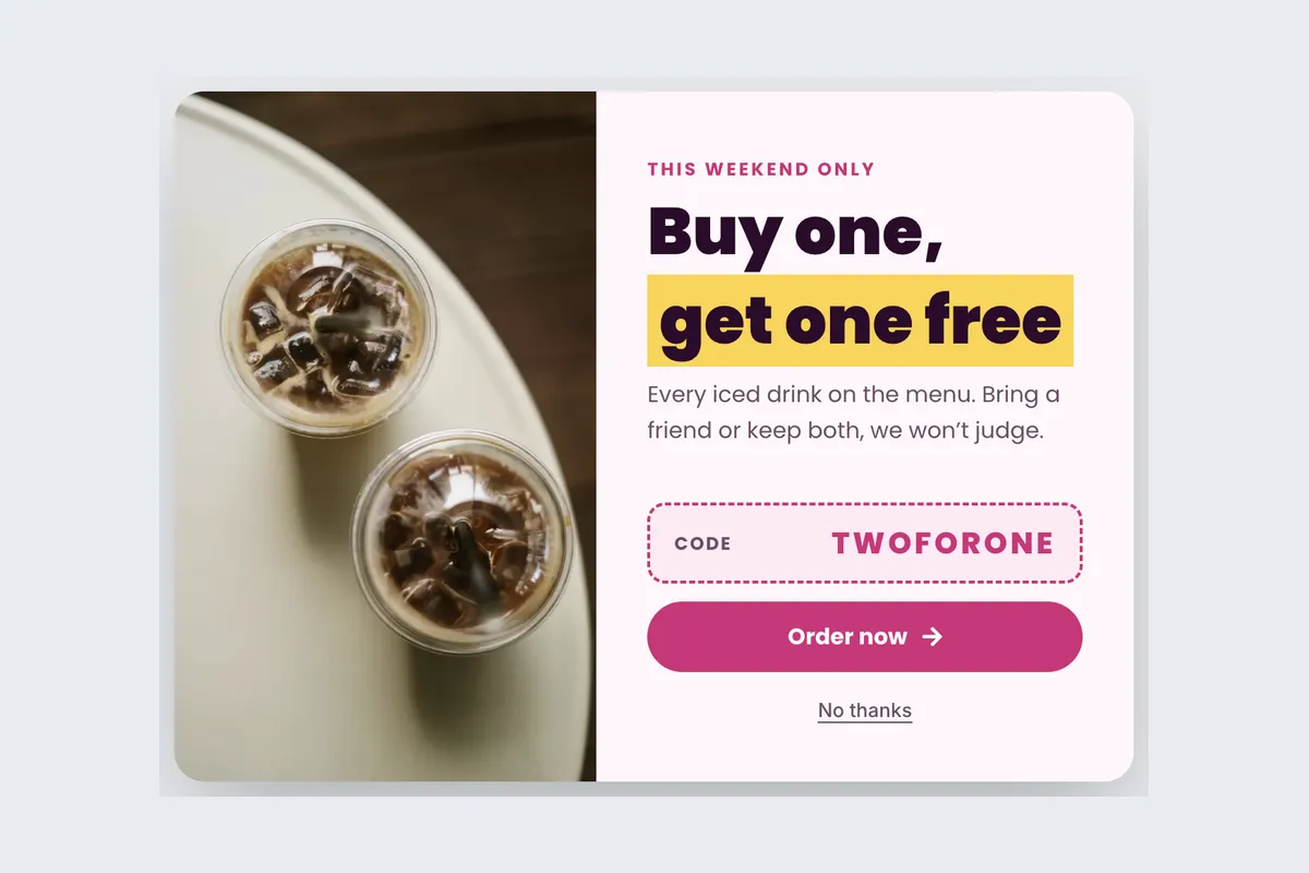 BOGO · Buy One Get One template, full page