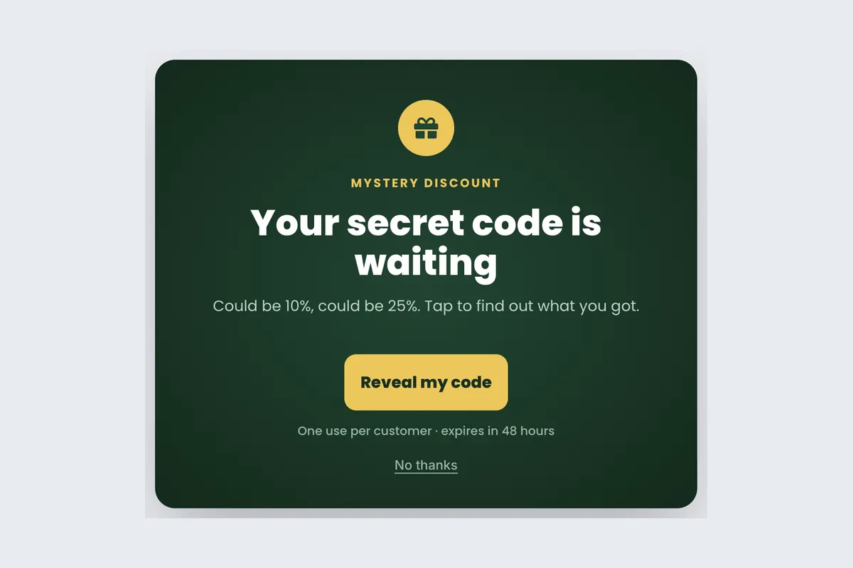 Coupon Reveal · Tap to Unlock template, full page