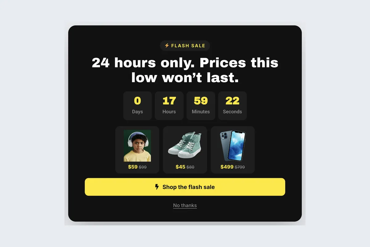 Flash Sale · Lightning Deals template, full page