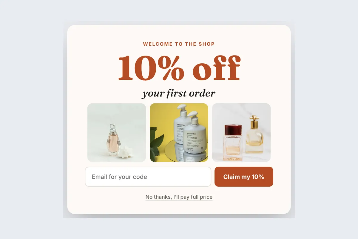 Welcome Offer · First Order 10% template, full page