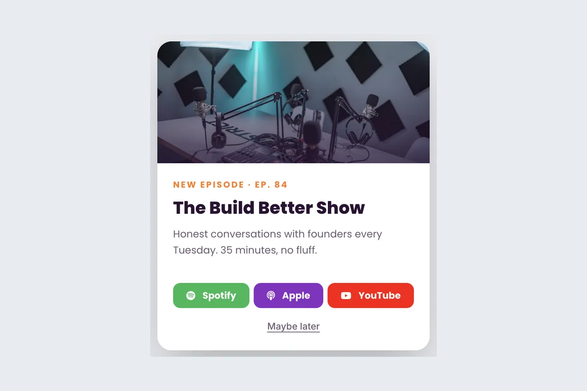 Podcast Subscribe · Weekly Show template, full page