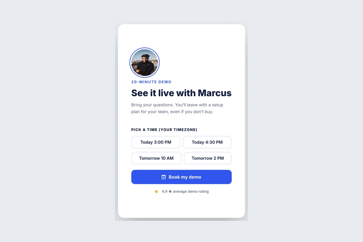 Demo Booking · Sales Call template, full page
