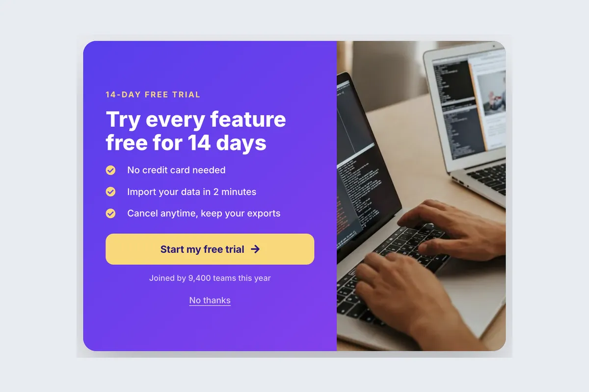 Free Trial · SaaS 14 Days template, full page