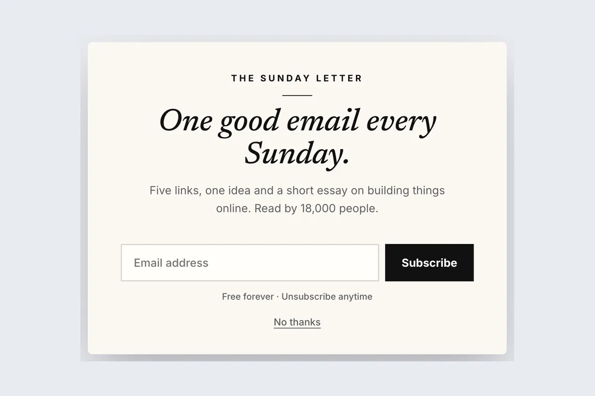 Newsletter · Minimal Ink template, full page