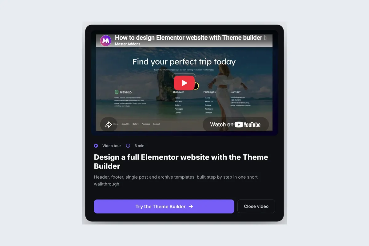 Video Lightbox template, full page