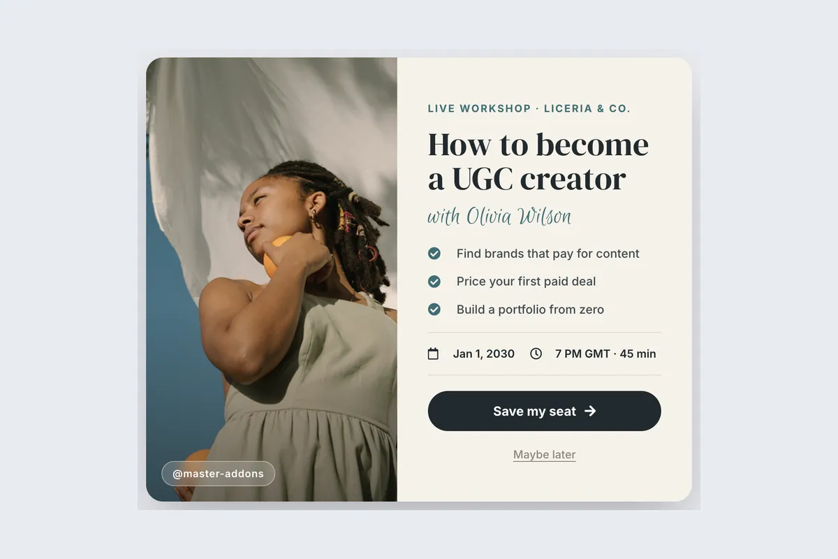 UGC Creator template, full page