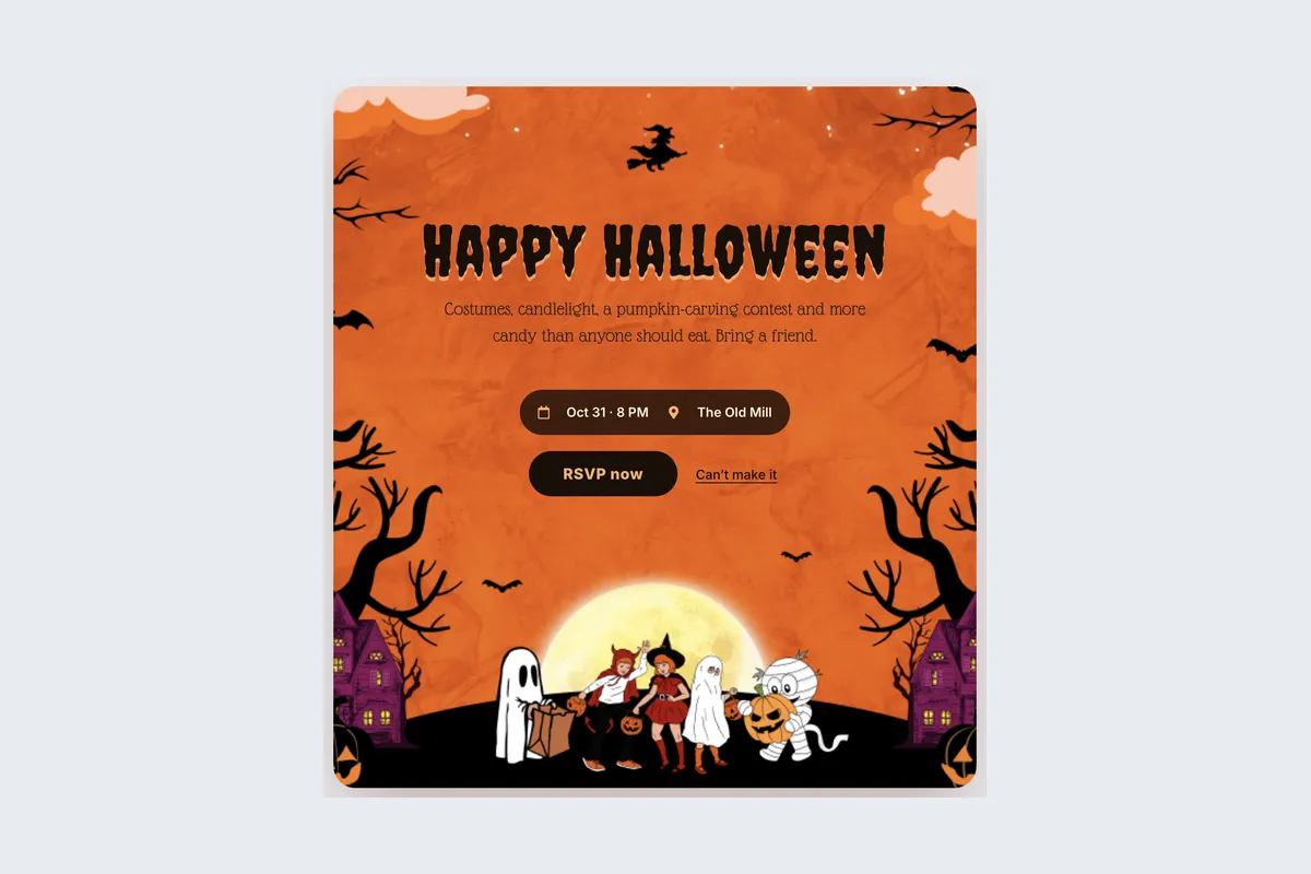Halloween party template, full page