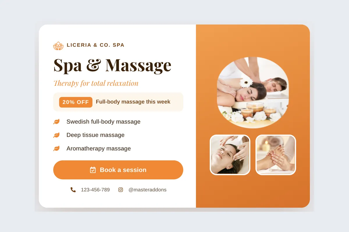 Spa & Massage template, full page