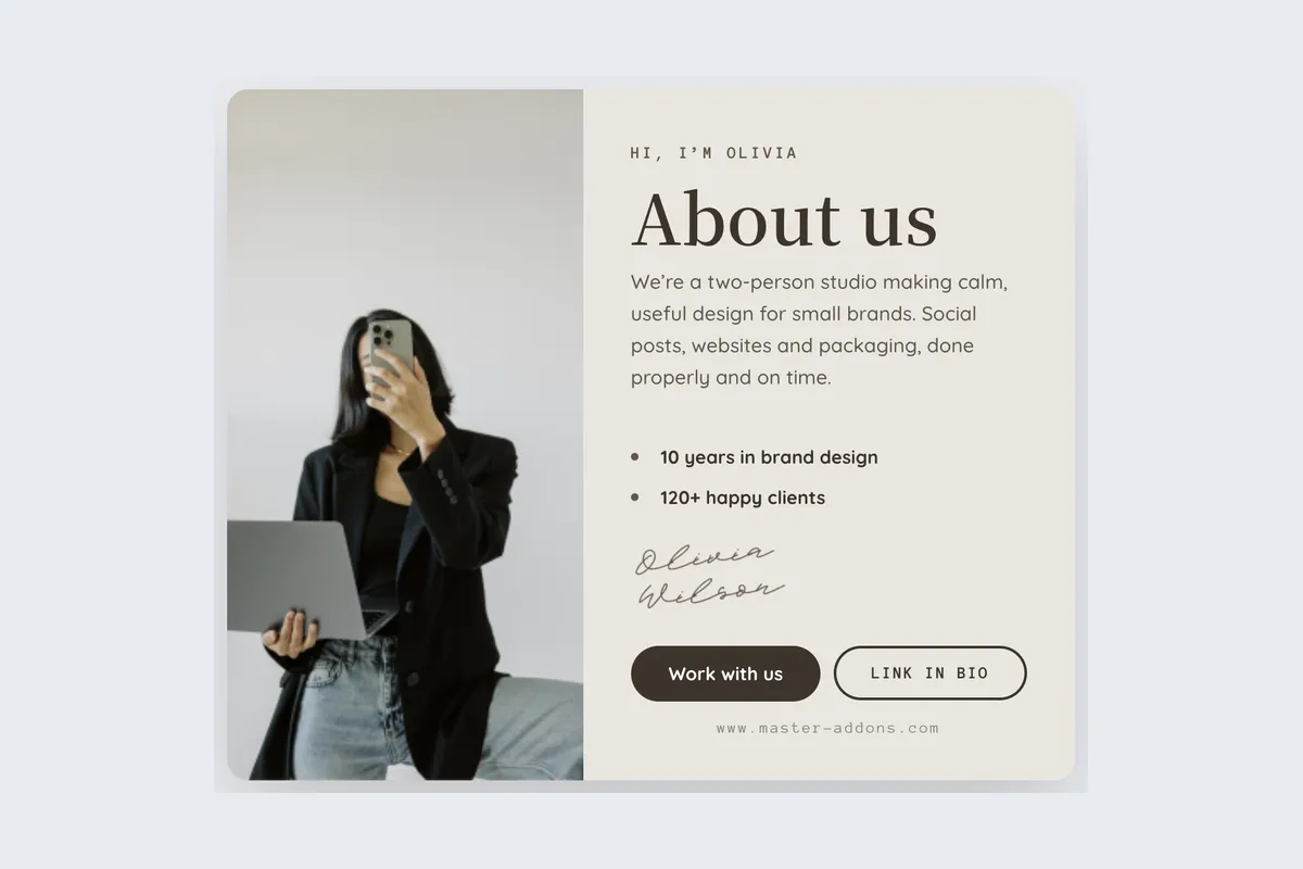 About us template, full page