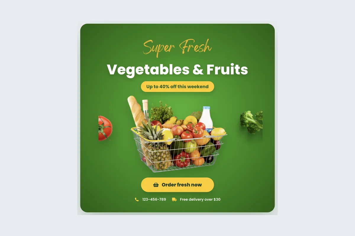 Vegetables Super Sale template, full page