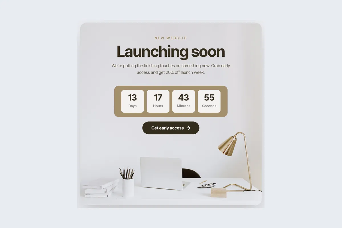 Coming Soon template, full page