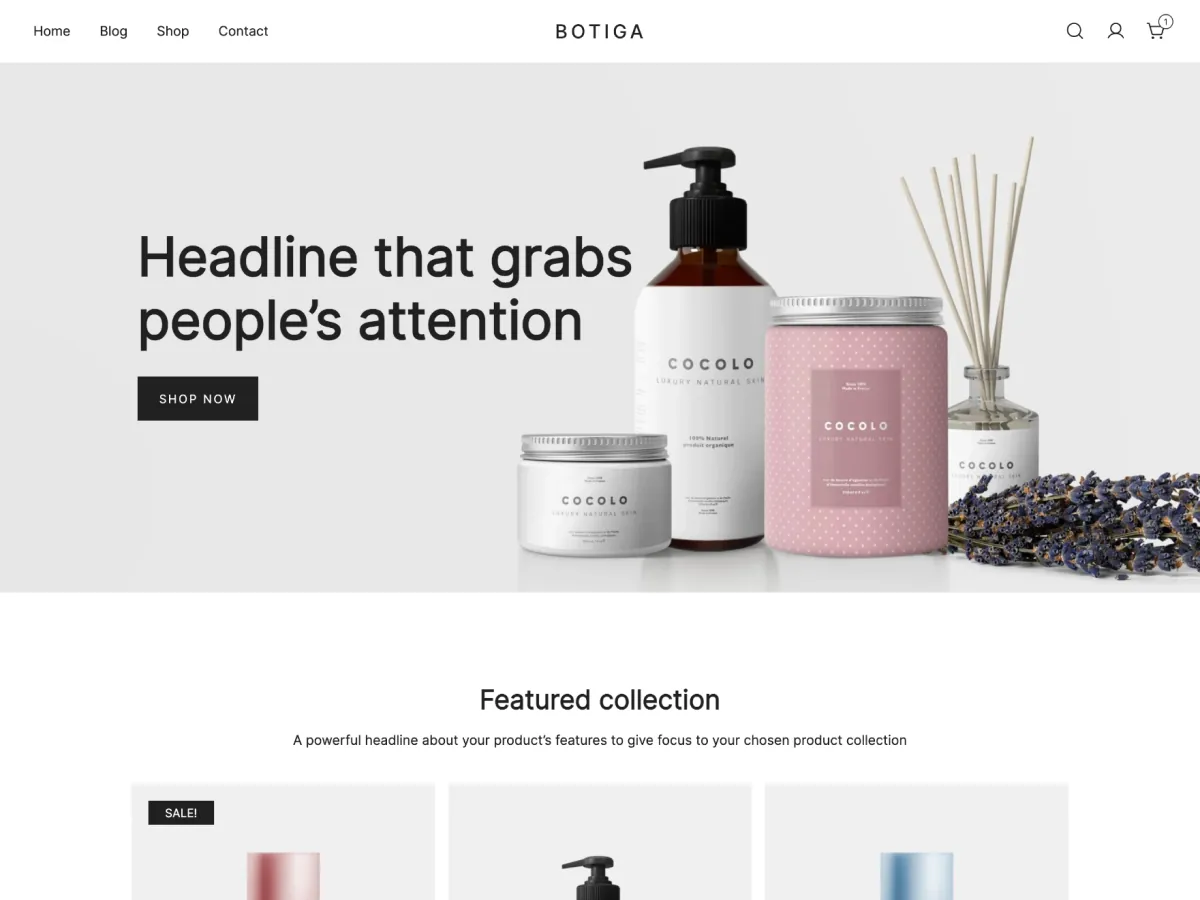 Botiga WooCommerce theme for Elementor with shop homepage layout