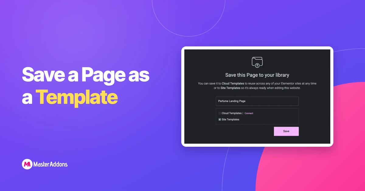 La boîte de dialogue Élémenteur pour enregistrer une page dans la bibliothèque de modèles