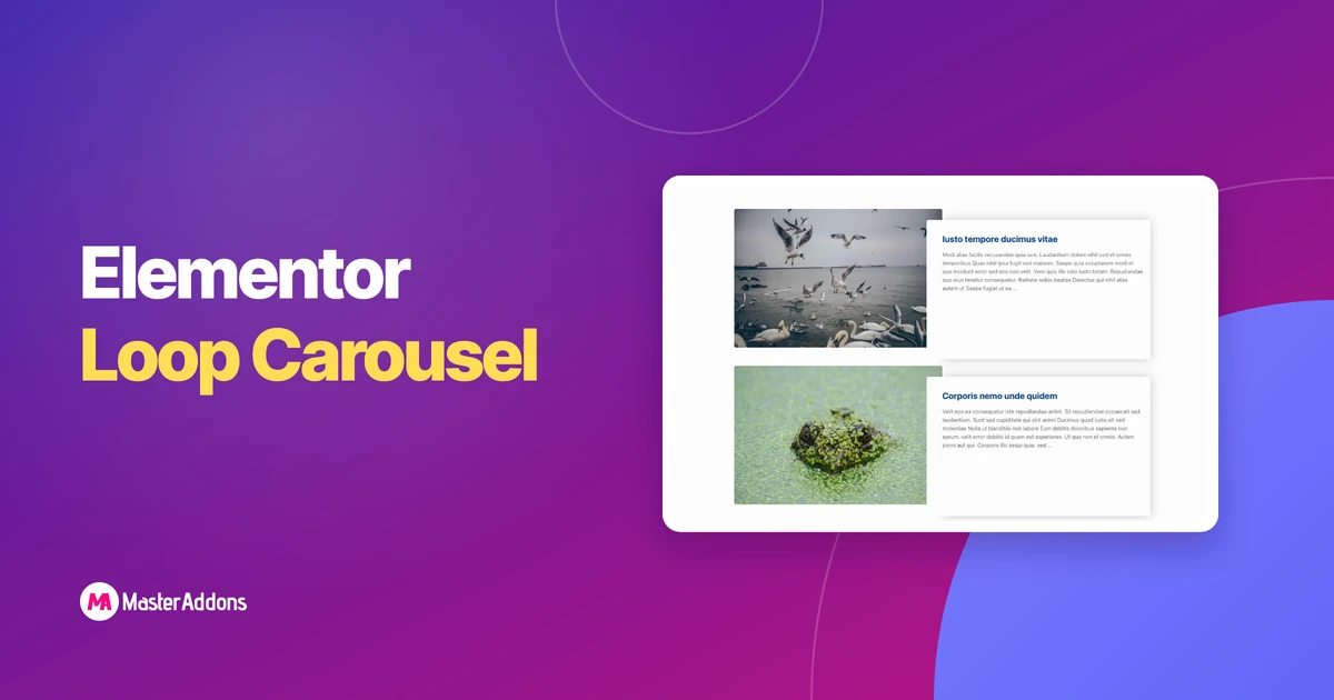 Blog post cards with image and text laid out by a loop carousel
