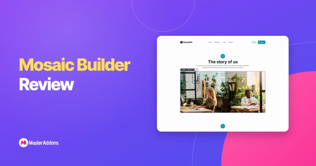 A page open on the Mosaic Builder canvas