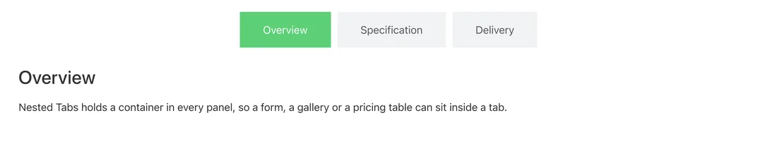 Three Elementor Nested Tabs on the front end with Overview active