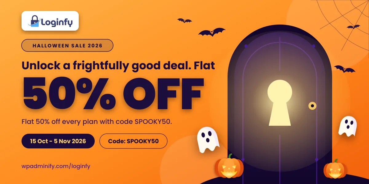 Loginfy WordPress login page customizer Halloween deal 2026 banner